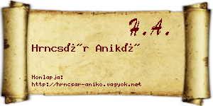 Hrncsár Anikó névjegykártya